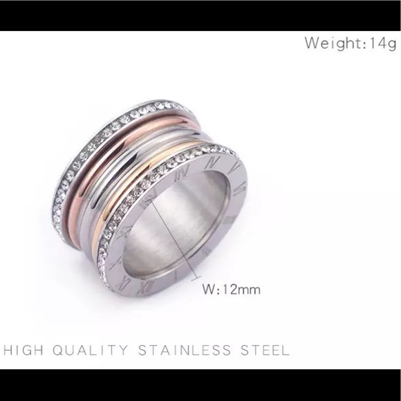 Roman Numeral Swarovski Crystals Stuck Up Eternity Gold Silver Rose Gold Ring - Picture 9 of 16